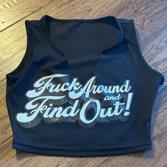 SHEIN F Around and Find Out Black Graphic Tank Top - Picture 1 of 5